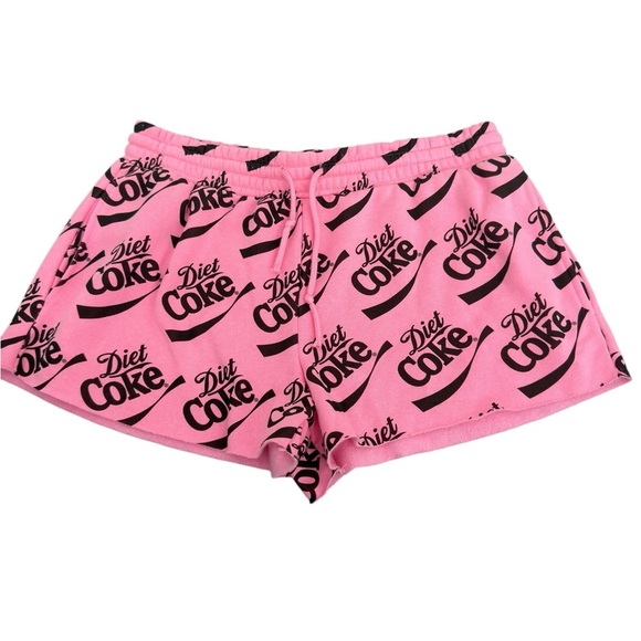 NWT Women’s Diet Coke Fleece Shorts Pink Shorts L - Picture 1 of 7